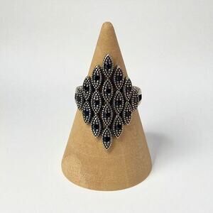 Black Crystal Adjustable Ring